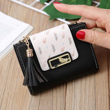 Tassel Women Wallet Small Leather Short Zipper Purses Female Clutch