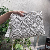 Tassel Hand Held Messenger Bag Hand Woven Diagonal Shoulder Bag