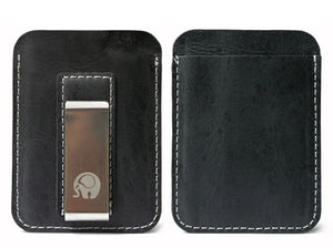 Crazy Horse Leather Slim Wallet Money Clip