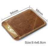 Crazy Horse Leather Slim Wallet Money Clip