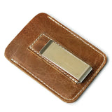 Crazy Horse Leather Slim Wallet Money Clip