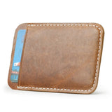 Crazy Horse Leather Slim Wallet Money Clip