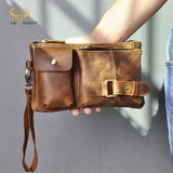 Vintage Leather Men's Waist Belt Bag Chest Pack Clutch Phone Pouch 8135