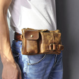 Vintage Leather Men's Waist Belt Bag Chest Pack Clutch Phone Pouch 8135