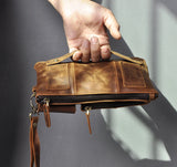 Vintage Leather Men's Waist Belt Bag Chest Pack Clutch Phone Pouch 8135