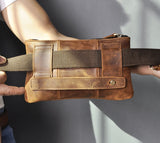 Vintage Leather Men's Waist Belt Bag Chest Pack Clutch Phone Pouch 8135