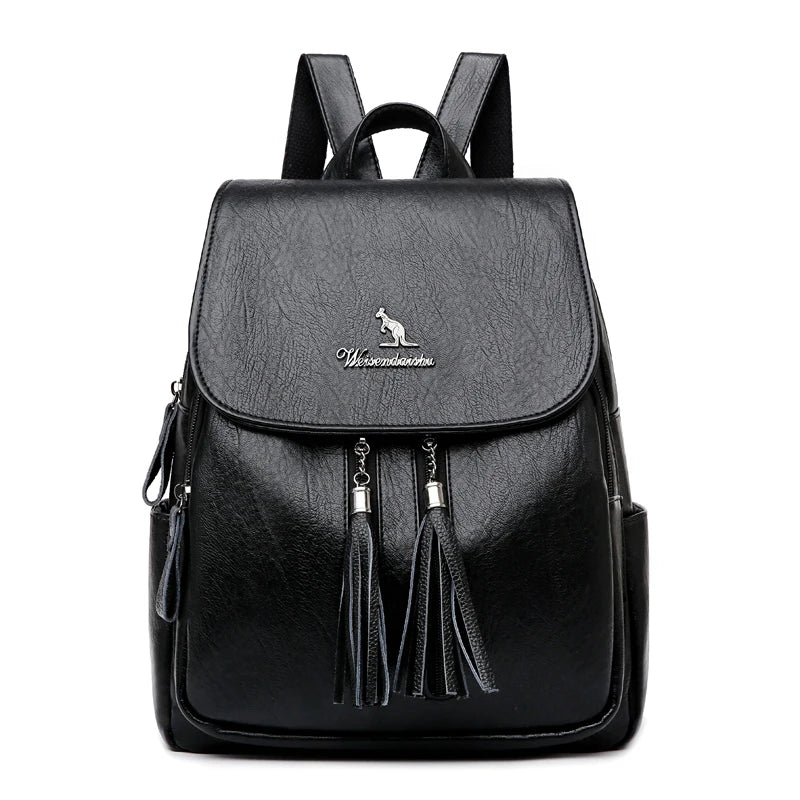 Vintage Women Leather Backpack Shoulder Bag Female Travel Backpack