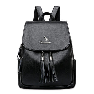 Vintage Women Leather Backpack Shoulder Bag Female Travel Backpack