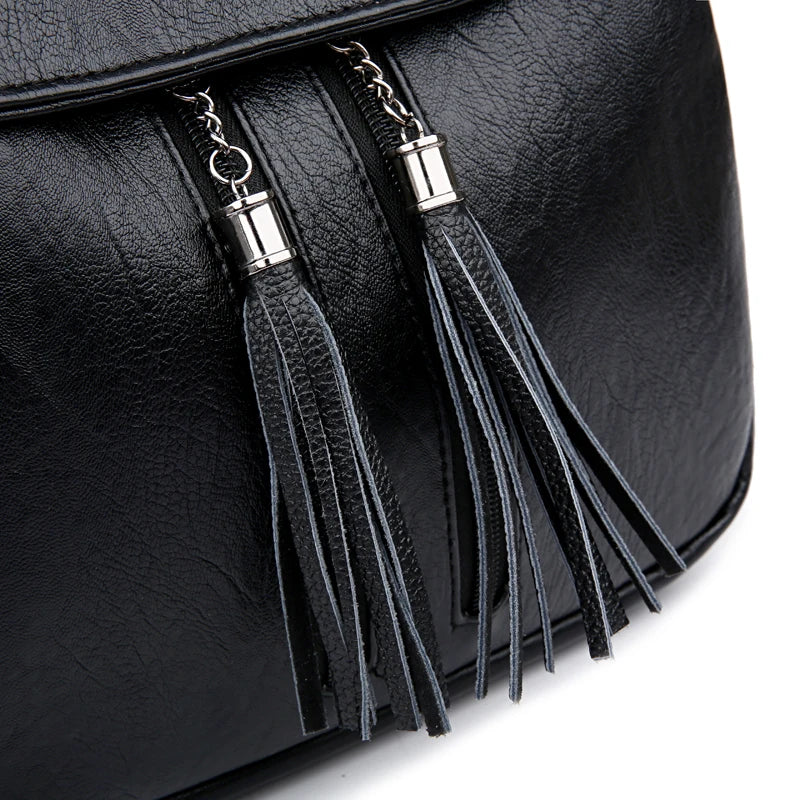 Vintage Women Leather Backpack Shoulder Bag Female Travel Backpack