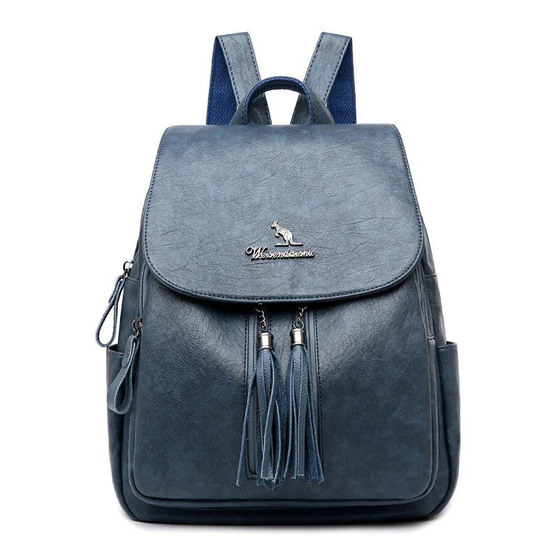 Vintage Women Leather Backpack Shoulder Bag Female Travel Backpack