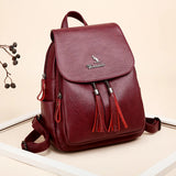 Vintage Women Leather Backpack Shoulder Bag Female Travel Backpack