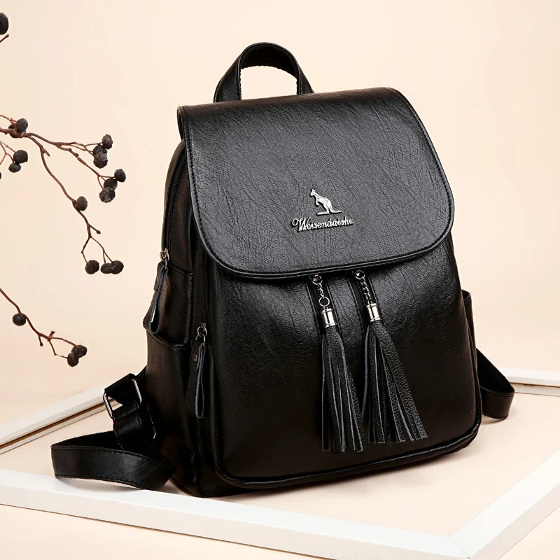 Vintage Women Leather Backpack Shoulder Bag Female Travel Backpack