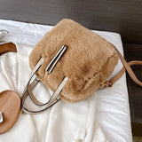 Soft Plush Winter Crossbody Tote Bag for Women