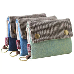 Women Cotton Fabric Short Wallet Gray Denim Ladies Purse