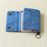 Women Cotton Fabric Short Wallet Gray Denim Ladies Purse