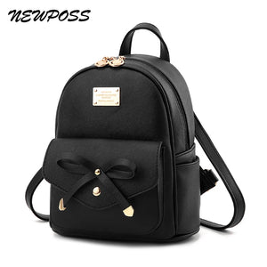 Women Leather Backpacks High Female Vintage Backpack Girls School Bag