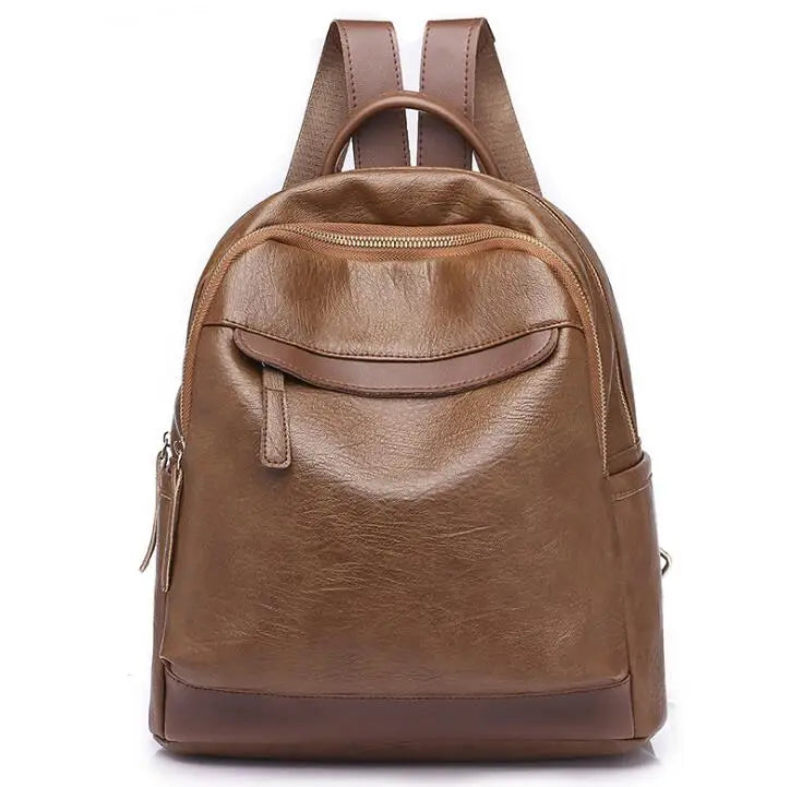Women Leather Backpacks High Female Vintage Backpack For Girls School Bag