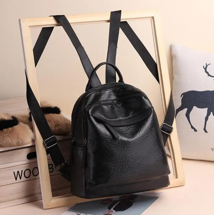 Women Leather Backpacks High Female Vintage Backpack For Girls School Bag