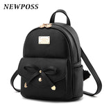 Vintage Women Leather Backpack for Girls School Bag Travel Bagpack