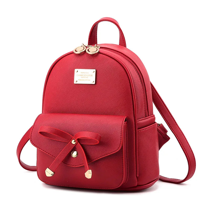 Women Leather Backpacks High Female Vintage Backpack Girls School Bag