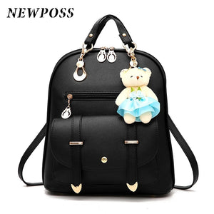 Women Leather Backpacks School Bag
