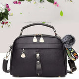 Shell Shape Shoulder Crossbody Bag PU Leather with Fur Ball