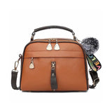 Shell Shape Shoulder Crossbody Bag PU Leather with Fur Ball