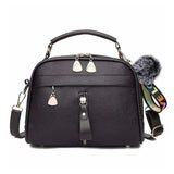 Shell Shape Shoulder Crossbody Bag PU Leather with Fur Ball