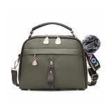 Shell Shape Shoulder Crossbody Bag PU Leather with Fur Ball