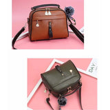 Shell Shape Shoulder Crossbody Bag PU Leather with Fur Ball
