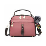 Shell Shape Shoulder Crossbody Bag PU Leather with Fur Ball