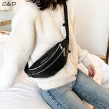 Women Waist Bag Fanny Pack PU Leather Solid Chest Bag Belt Purse