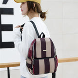 Women's Large-capacity Backpack Waterproof Nylon Plaid Bag
