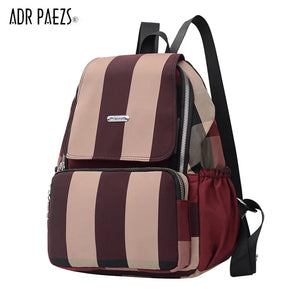 Women's Large-capacity Backpack Waterproof Nylon Plaid Bag