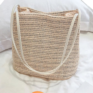 Summer Straw Large Tote Bag Beach Shoulder Handbag Soft Casual