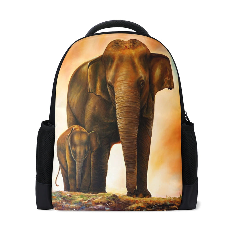 Elephant Print Backpack for Kids Boys Girls School Laptop Travel Shoulder Bag
