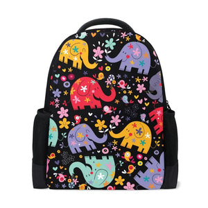 Elephant Print Backpack for Kids Boys Girls School Laptop Travel Shoulder Bag
