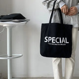 Women's Canvas Shopping Bag Lightweight Casual College Shoulder Bag