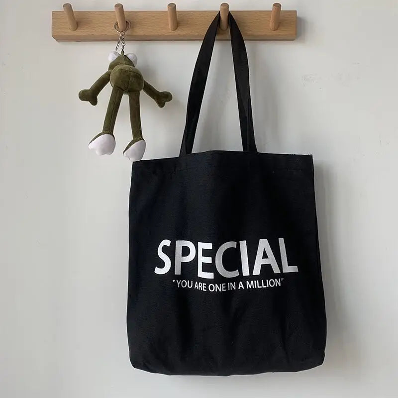 Women's Canvas Shopping Bag Lightweight Casual College Shoulder Bag