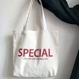 Women's Canvas Shopping Bag Lightweight Casual College Shoulder Bag