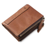 Men's RFID Leather Wallet Double Zipper Clutch Bag