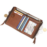 Men's RFID Leather Wallet Double Zipper Clutch Bag