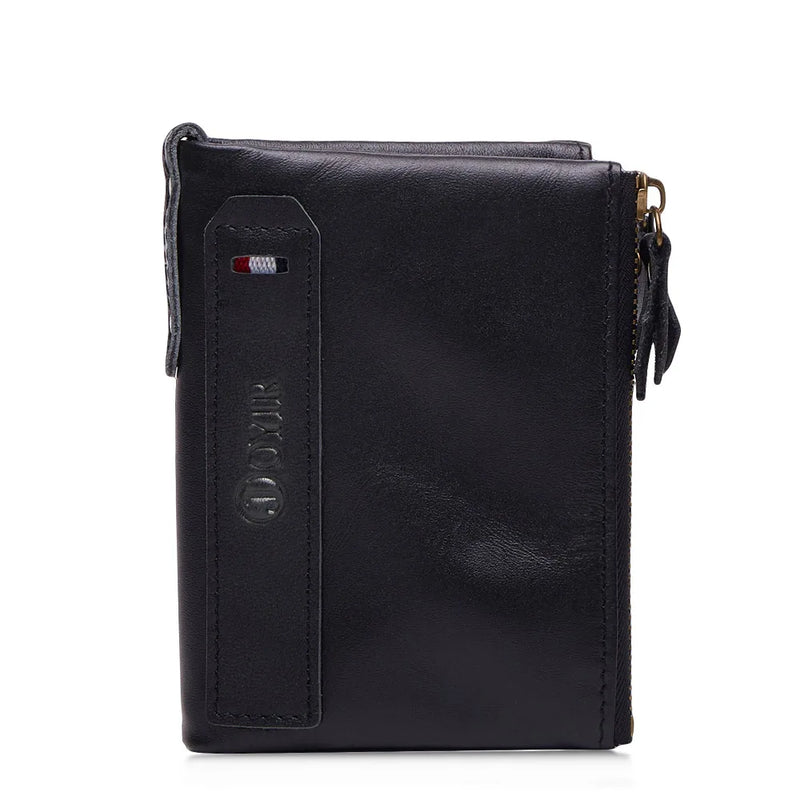 Men's RFID Leather Wallet Double Zipper Clutch Bag