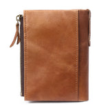 Men's RFID Leather Wallet Double Zipper Clutch Bag