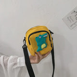 Small Dinosaur Messenger Bag for Girls - Canvas Student Bag