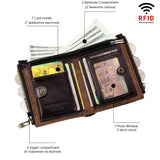 Men's RFID Blocking Leather Wallet Retro Style Multi-function Genuine Leather