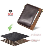 Men's RFID Blocking Leather Wallet Retro Style Multi-function Genuine Leather