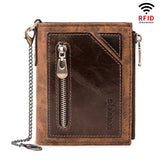 Men's RFID Blocking Leather Wallet Retro Style Multi-function Genuine Leather