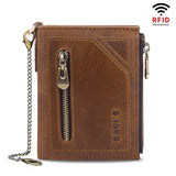 Men's RFID Blocking Leather Wallet Retro Style Multi-function Genuine Leather