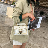 Designer PVC Handbag with Rivet, Zipper Chain, and Shoulder Strap